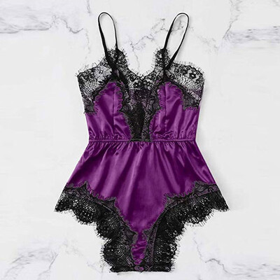 

Sexy Women Faux Silk Lace Sleepwear Lingerie Nightwear Shorts Romper Pyjamas