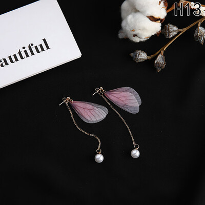 

1 Pair Popular Butterfly Wing Dangle Chandelier Pearl Drop Long Girls Earrings