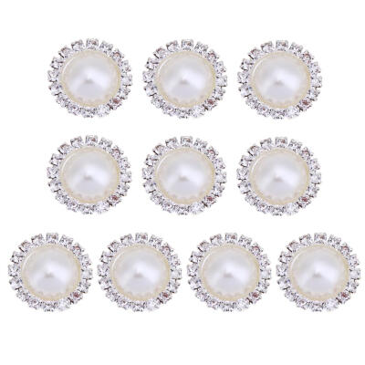 

10pcs DIY Round Flat Bottom Rhinestone Button Pearl Wedding Home Decor Gift