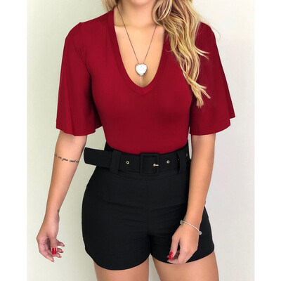 

Fashion Women Ladies Half Sleeve Loose Blouse Casual Shirt Summer Top T-Shirt