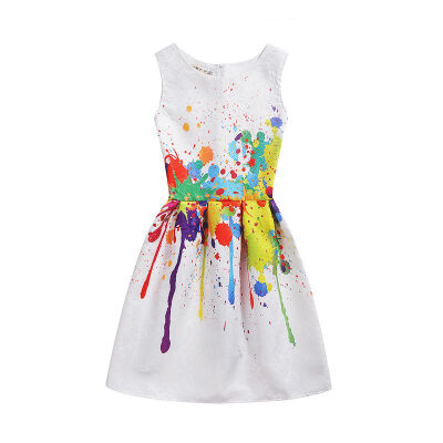 

Children Girls Princess Dress Sleeveless Kids Dresses For Girls Printed Casual Children Clothing Vestido Infantil 8-13Y