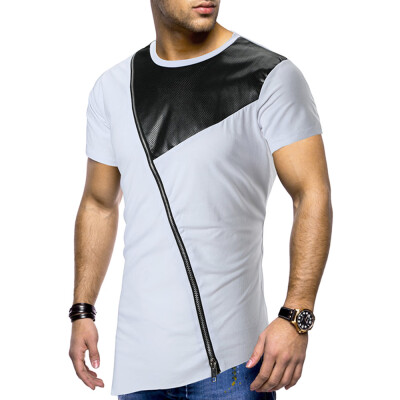 

Short Sleeves Side Zipper Panel T-shirt