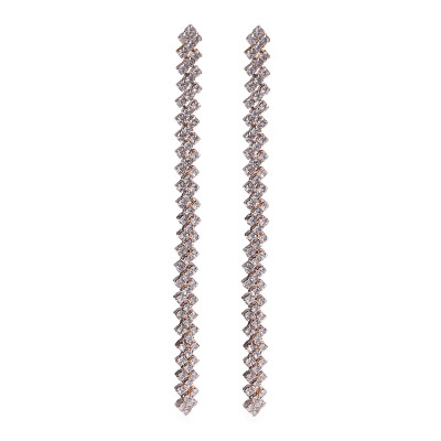 

Trendy Colorful Crystal Drop Dangle Earrings Rhinestone Link Long Chain Earring