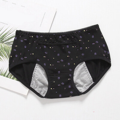 

Fashion New Floral Three-layer Leak-proof Briefs Printing With Pocket Mid Waist Womens Physiological Panties