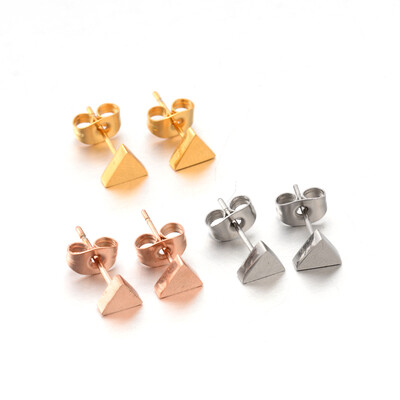 

304 Stainless Steel Ear Studs Triangle Mixed Color 6x6mm Pin 08mm