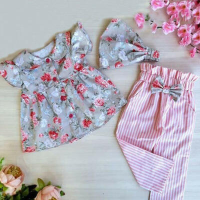 

Boutique Toddler Kids Baby Girl Flower Top Dress Pants Legging Outfit Clothes UK