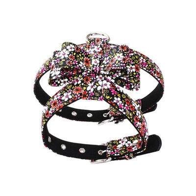 

High quality adjustable Breakaway Dog Collar Flower Printed Bow Decoration Cat Collar Pet Lead Collars Dog Accessories