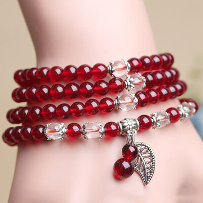 

Hot Sale Fashion&Modish Crystal Buddhist Amethyst Red Crystal Tibetan Silver Prayer Beads Bracelet Necklace