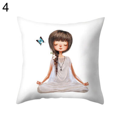 

Meditation Girl Square Throw Pillow Protector Case Cushion Cover Bedding Article