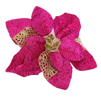 

215cm Christmas Tree Party Poinsettia Glitter Flower Xmas Window Decoration