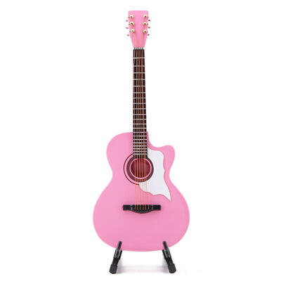 

Greensen Pink Miniature Acoustic Guitar Replica with Stand&Case Instrument Model Ornaments
