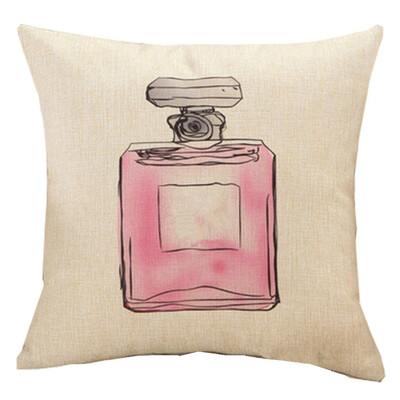 

Gobestart Fashion Cushion Cover Lipstick Perfume Rose Pillow Case Cushion Cover Home Decor