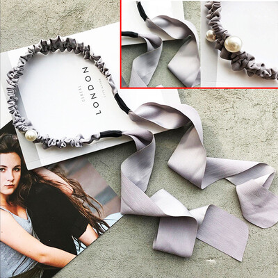 

Gobestart Womens Headband Bow Knot Cross Satin Material Pearl Headwrap Hair Band Hoop