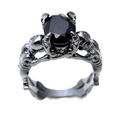 

Women 925 Sterling Silver Skull Ring Diamond Punk Skeleton Tentacle Cocktail Jewelry Ring