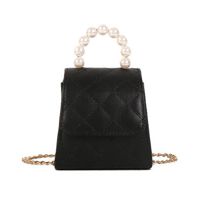 

Solid Color Pearls Shoulder Handbags Leather Women Lattice Crossbody Bags