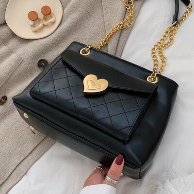 

Love large capacity single shoulder big bag new 2019 Korean version of fashion simple rhomboid chain bag