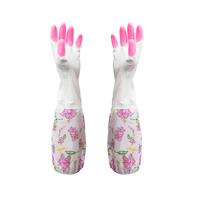 

〖Follure〗Waterproof Rubber Latex Flannel Washbowl Gloves Kitchen Household Cleaning Glove