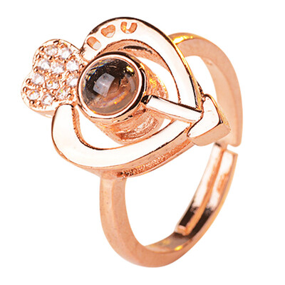 

New Fashion Rose Gold Silver Color I Love You Ring Microscopic Carvings Light Projected Rings Jewelry For Women Girls