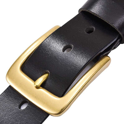 

New first layer cowhide pure copper pin buckle mens belt Casual middle-aged mens jeans belt tide youth belt men