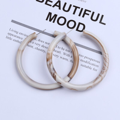 

New Fashion Beige Color Leopard Print Acrylic Acetic Acid Sheet Geometric Circle Square Star Heart Long Drop Earrings for Women