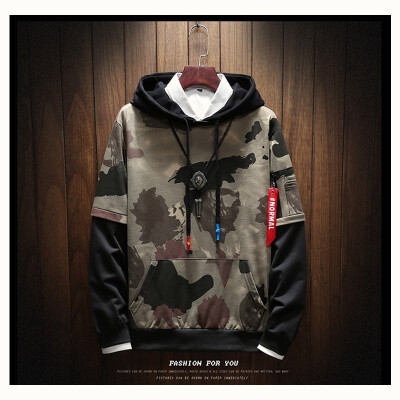 

Spring&autumn wear thin section camouflage sweater mens hooded trend Korean students long sleeves jacket Japanese large size