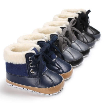 

2018 Warm&comfortable Baby boy Winter Non-slip Soft soles Leather plush boots 0-18