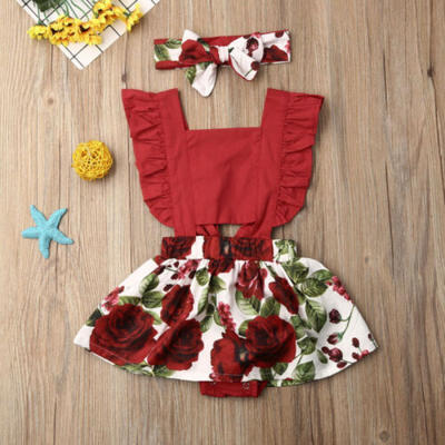 

US Toddler Newborn Baby Girl Flower Ruffle Romper Jumpsuit Outfits Sunsuit 0-24M
