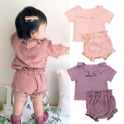 

2pcs Newborn Kid Baby Girl Cotton Sleeveless Tops T-shirt Short Pants Outfits