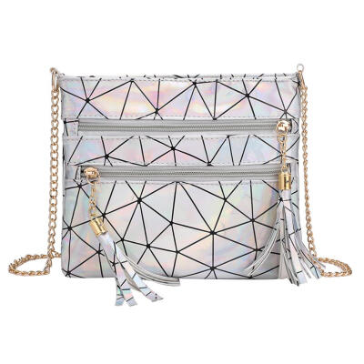 

Girls Geometric Shoulder Handbags Women Chain Patent Leather Crossbody Bags