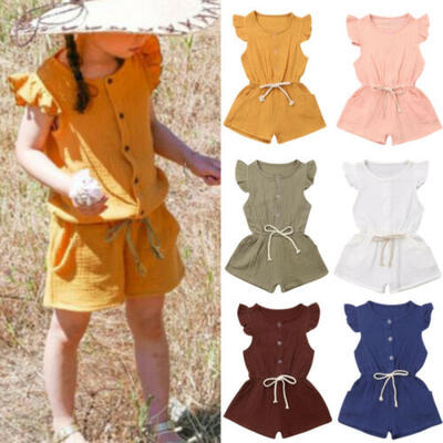 

Summer Newborn Baby Girls Clothes Fly-Sleeve Romper Jumpsuit Overall Outfits Set