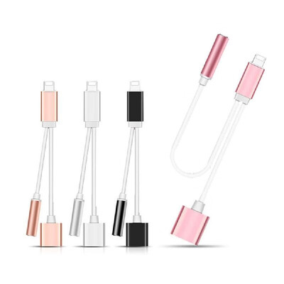 

2 in 1 Audio Cable Splitter for Lightning Charging Cable 35mm Headphone Jack Adapter for 7 7 Plus 6S Plus 6S 6 Plus 5