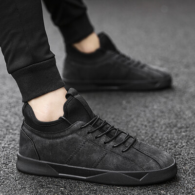 

2019 summer new mens shoes Joker canvas Korean fashion shoes all black students casual autumn shoes