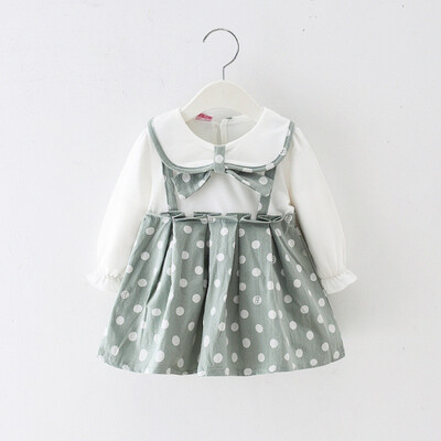 

Girl Dresses Autumn 18M-4Y Long Sleeve Polka Dot Print Toddler Baby Girls Dress With Bag Princess Dresses 4Colors