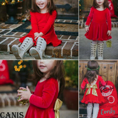 

2019 Toddler Kids Baby Bow Girl Clothes Party Wedding Pageant Dresses Christmas