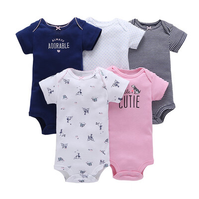 

Summer 5 Female Baby Flower Animal Letter Print Jumpsuit Short Sleeve Baby Casual Jumpsuit Tights