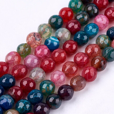 

Natural Agate Round Beads Strand Dyed Faceted Mixed Color 6mm Hole 1mm about 62pcsstrand 1417