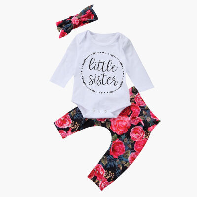 

Adorable Toddler Baby Girls Tops Romper Flower Pants 3Pcs Outfits Set Clothes