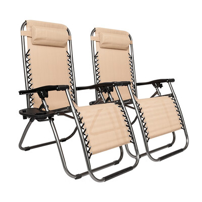

2PCS Folding Zero Gravity Reclining Lounge Chairs Outdoor Beach Patio Yard