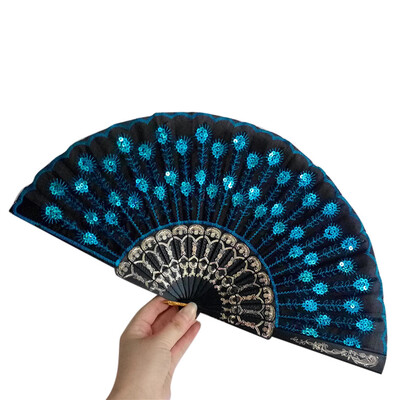 

Siaonvr Spanish Lace Silk Folding Hand Held Dance Fan Flower Pattern for Party Wedding