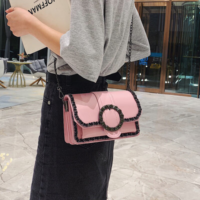

French small bag female 2019 new Korean version of the wild single shoulder slung fashion chain simple foreign small square bag