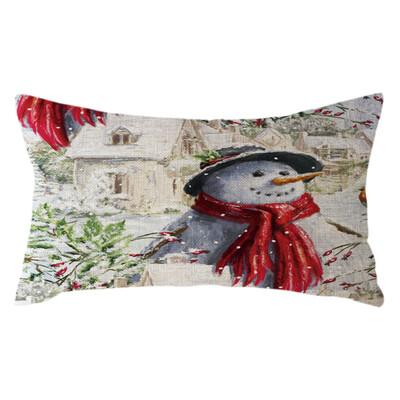 

Tailored Christmas Santa Claus Pillow Case Linen 30x50cm Throw Cushion Cover Home Decor