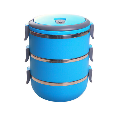 

guangxichuangshengxinfu Stainless Thermo Insulated Thermal Food Container Bento Round Lunch Box 1-4Layer