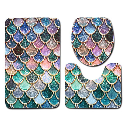 

JPGIF 3pcs Non-Slip Fish Scale Bath Mat Bathroom Kitchen Carpet Doormats Decor