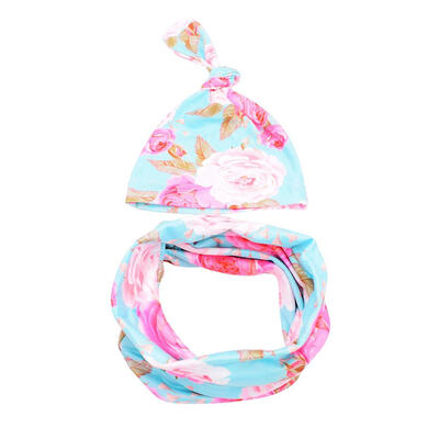 

0-3Months 2pcs Baby Scarf Hat Set Cartoon Print Autumn Boys Girls Caps