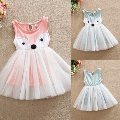 

Cute Toddler Kids Baby Fox Dress Girls Sleeveless Party Princess Pageant Dresses