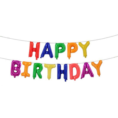 

FUNNYBUNNY 16 inch Happy Birthday Banner Balloons Foil Letters Mylar Balloons for Birthday Party Decoration