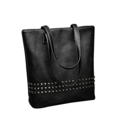 

Hot Sales 2019 Women Fashion Girls Casual Female PU Leather Vogue Rivet Shoulder Bag Handbag Large Size Causal Bag
