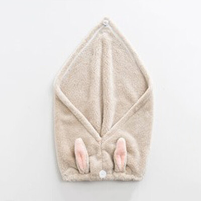 

Towel Cap Comfortable Super Absorbent Cute Coral Fleece Head Dry Hair Cap Bath