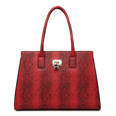 

Fashion Serpentine Print Shoulder Handbag PU Leather Women Top-handle Bag