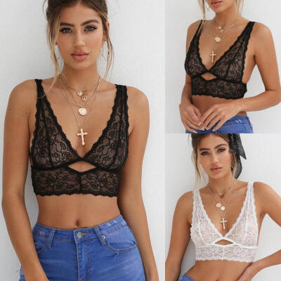 

Women Lingerie Lace Flowers Bralette Bralet Bra Tank Cami Crop Tops Vest Cami